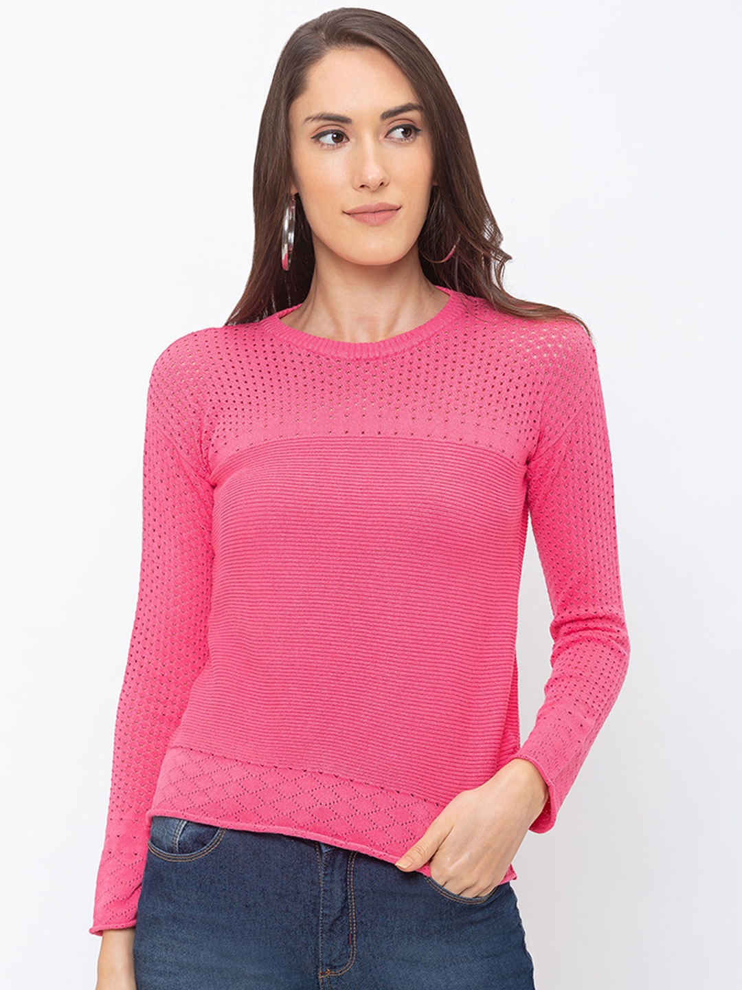 

Globus Women Pink Self Design Top