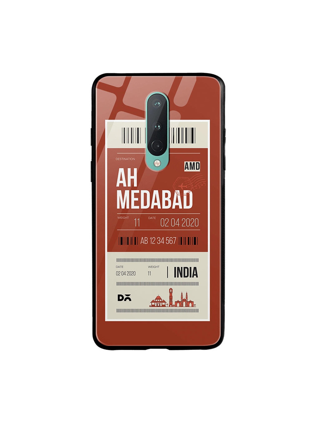 

DailyObjects Rust-Coloured & White Ahmedabad City Tag OnePlus 8 Glass Case