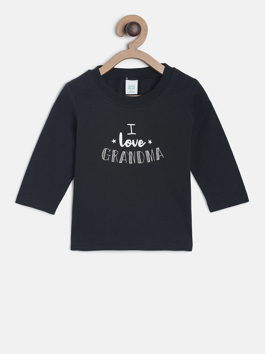

MINI KLUB Boys Black White Printed Round Neck Pure Cotton T-shirt