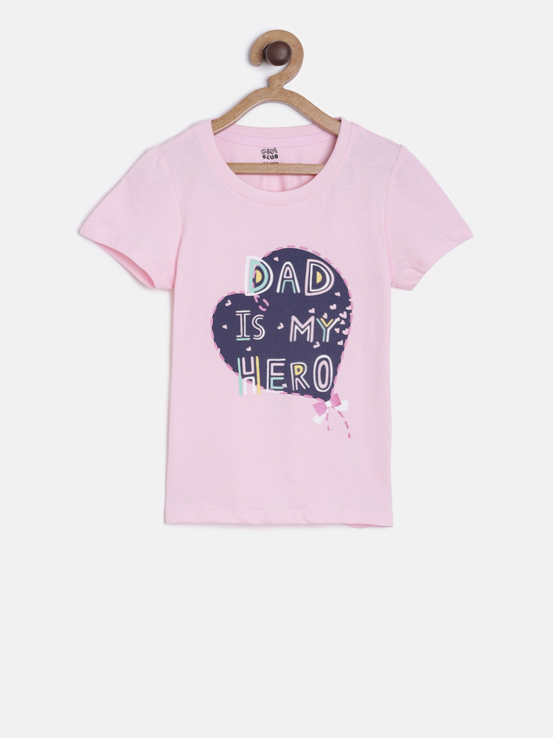 MINI KLUB Girls Pink Printed Pure Cotton Top