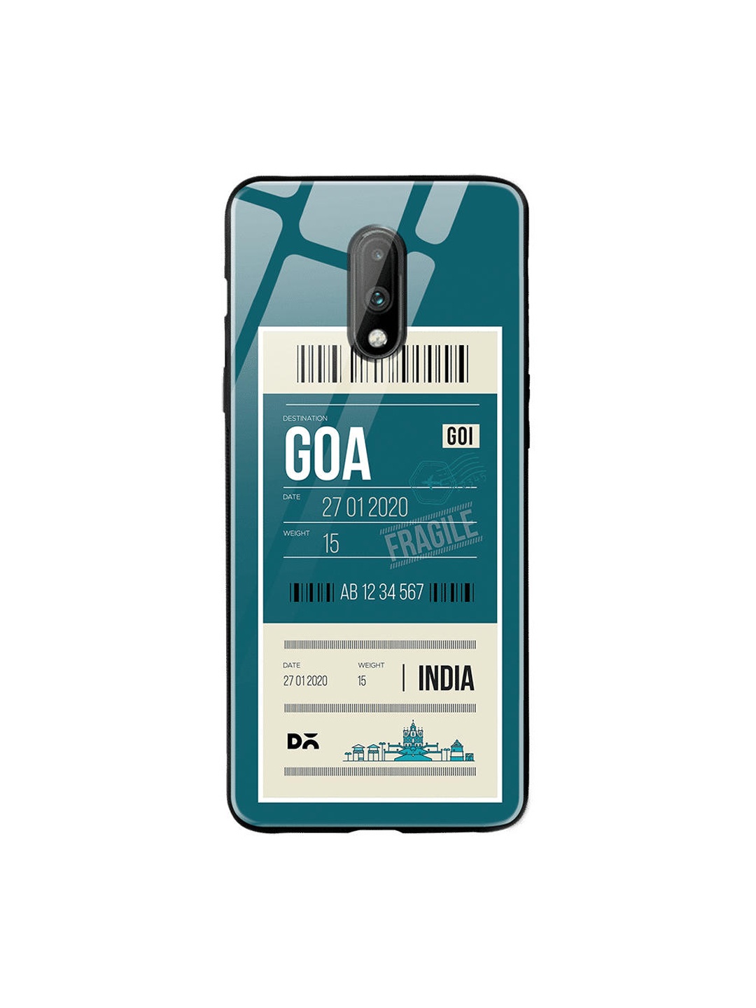 

DailyObjects Teal Blue & White Goa City Tag OnePlus 7 Glass Case