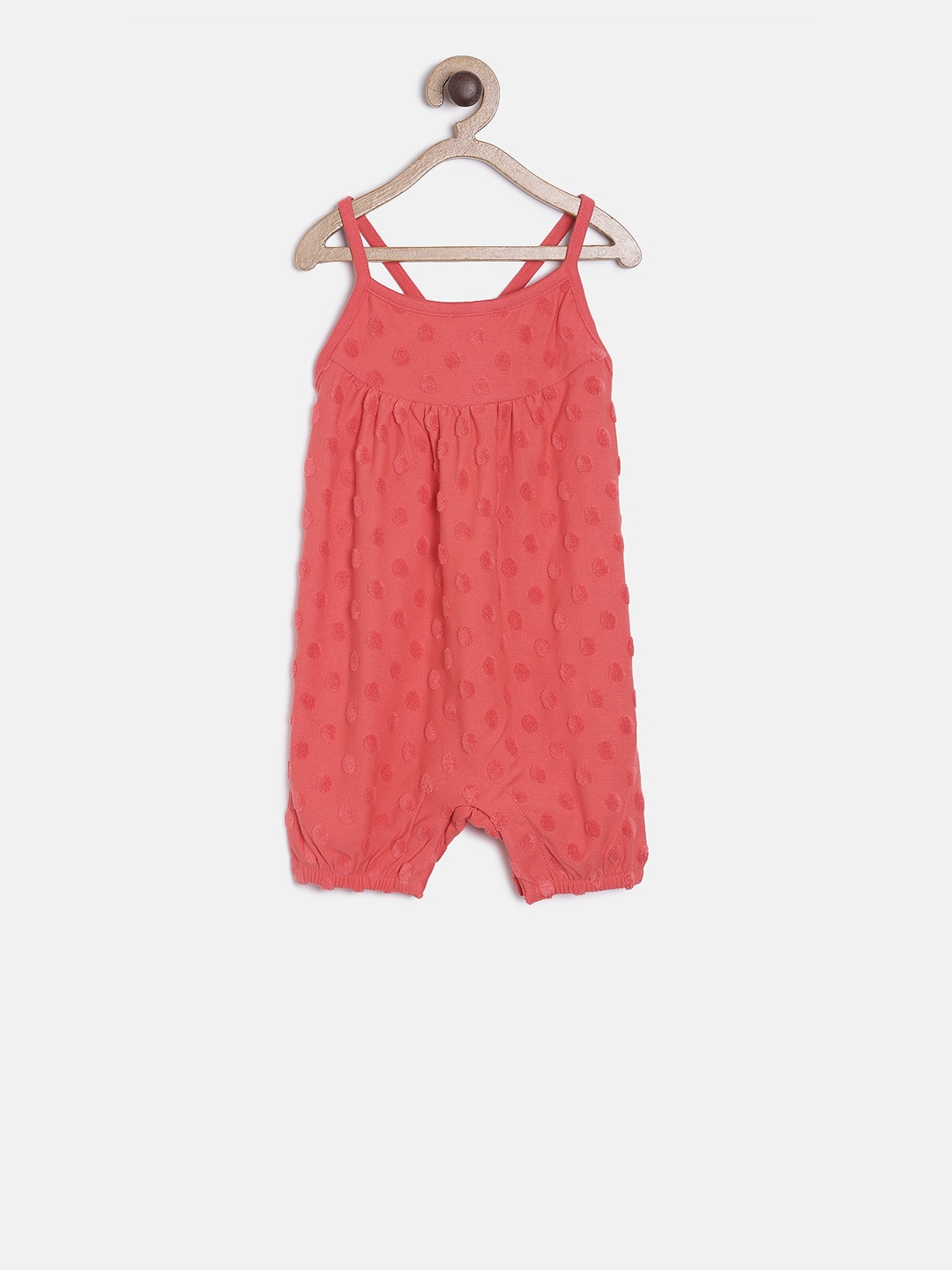 MINI KLUB Infant Girls Coral Pink Self-Design Rompers