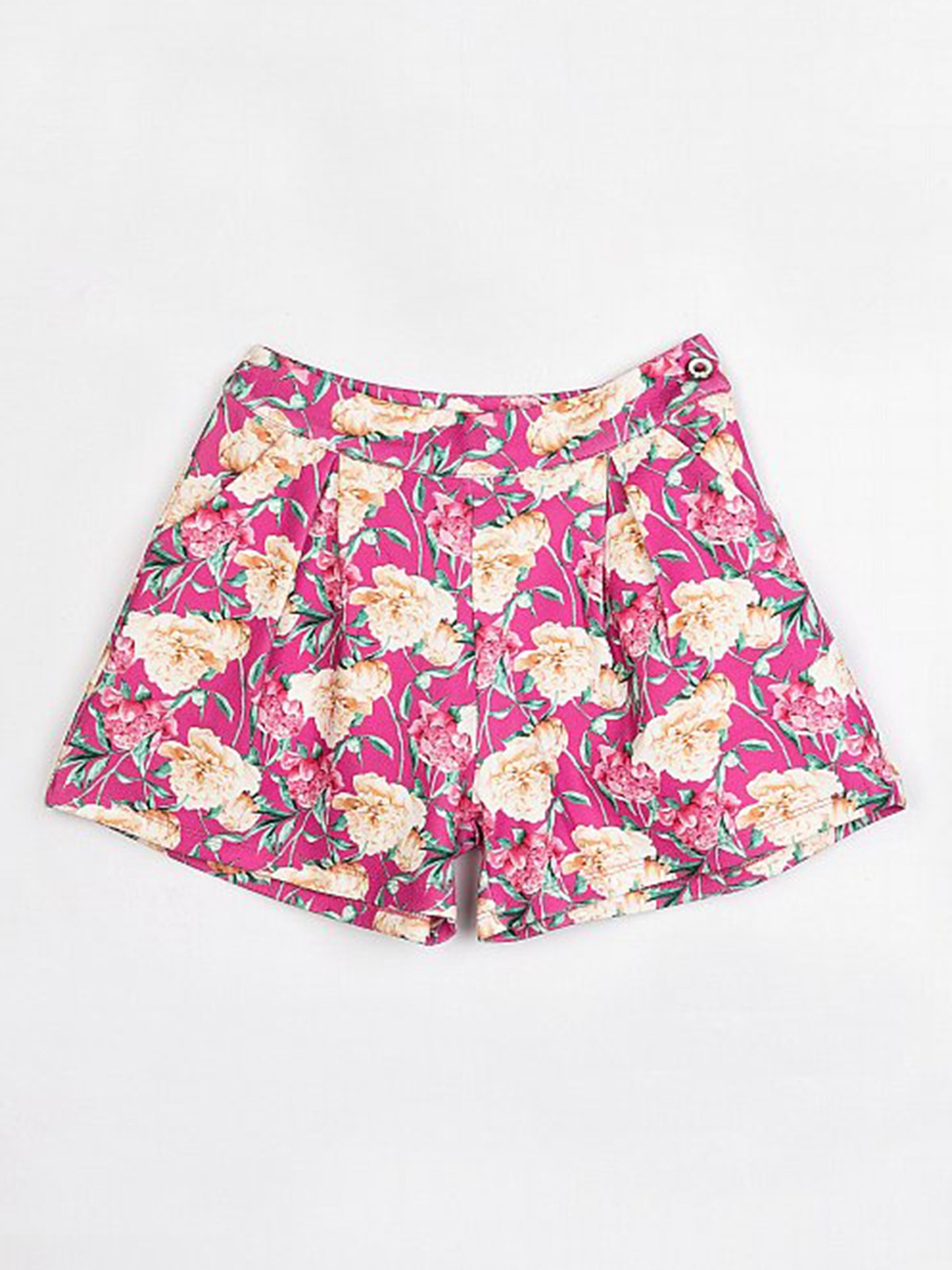 

Peppermint Girls Pink & Cream-Coloured Floral Printed Regular Shorts