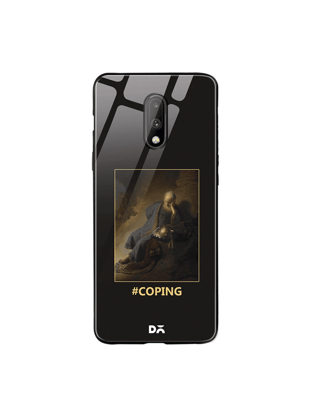 

DailyObjects Black & Gold-Toned Coping OnePlus 7 Glass Case