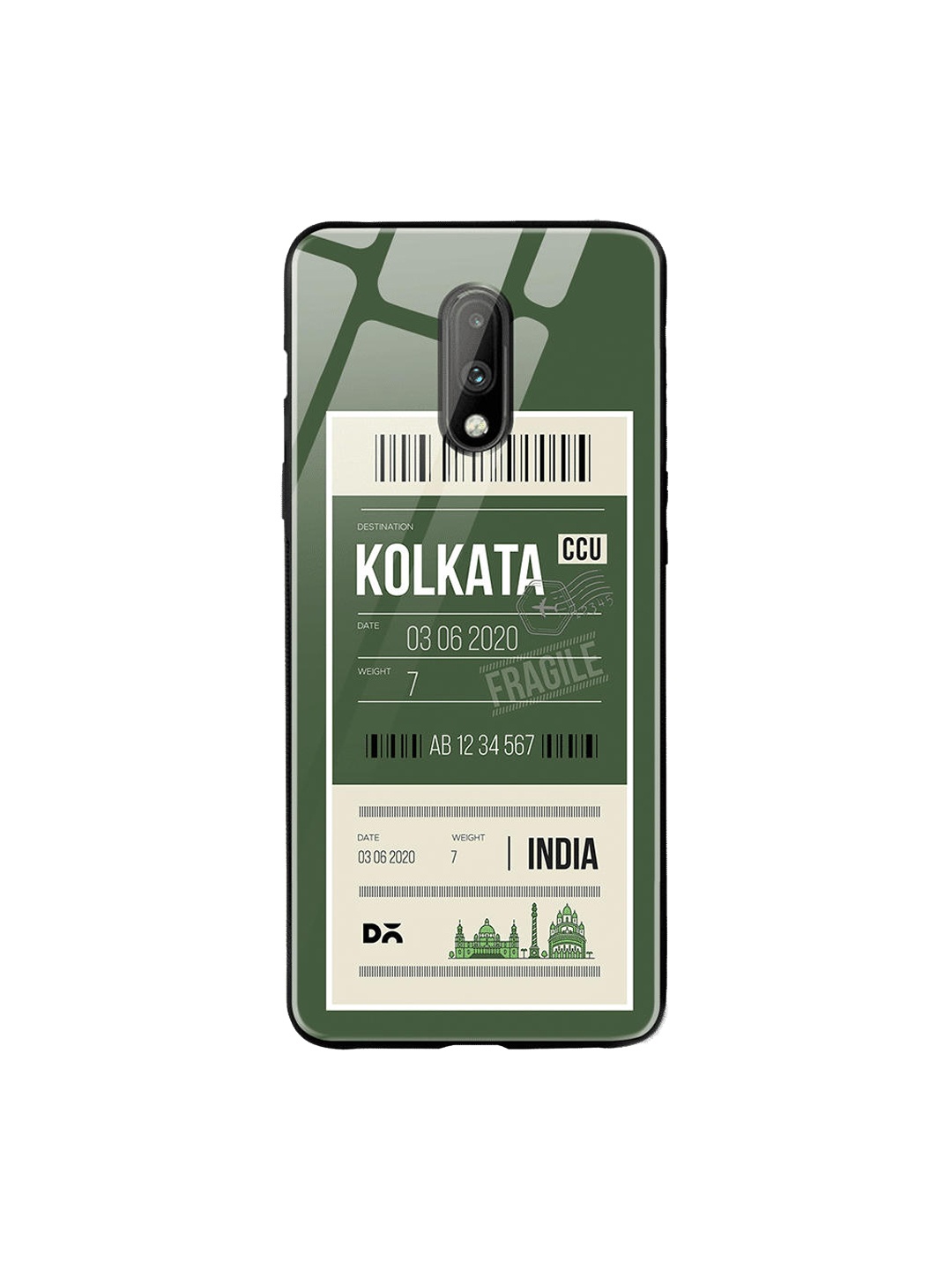 

DailyObjects Green & White Kolkata City Tag OnePlus 7 Glass Cover