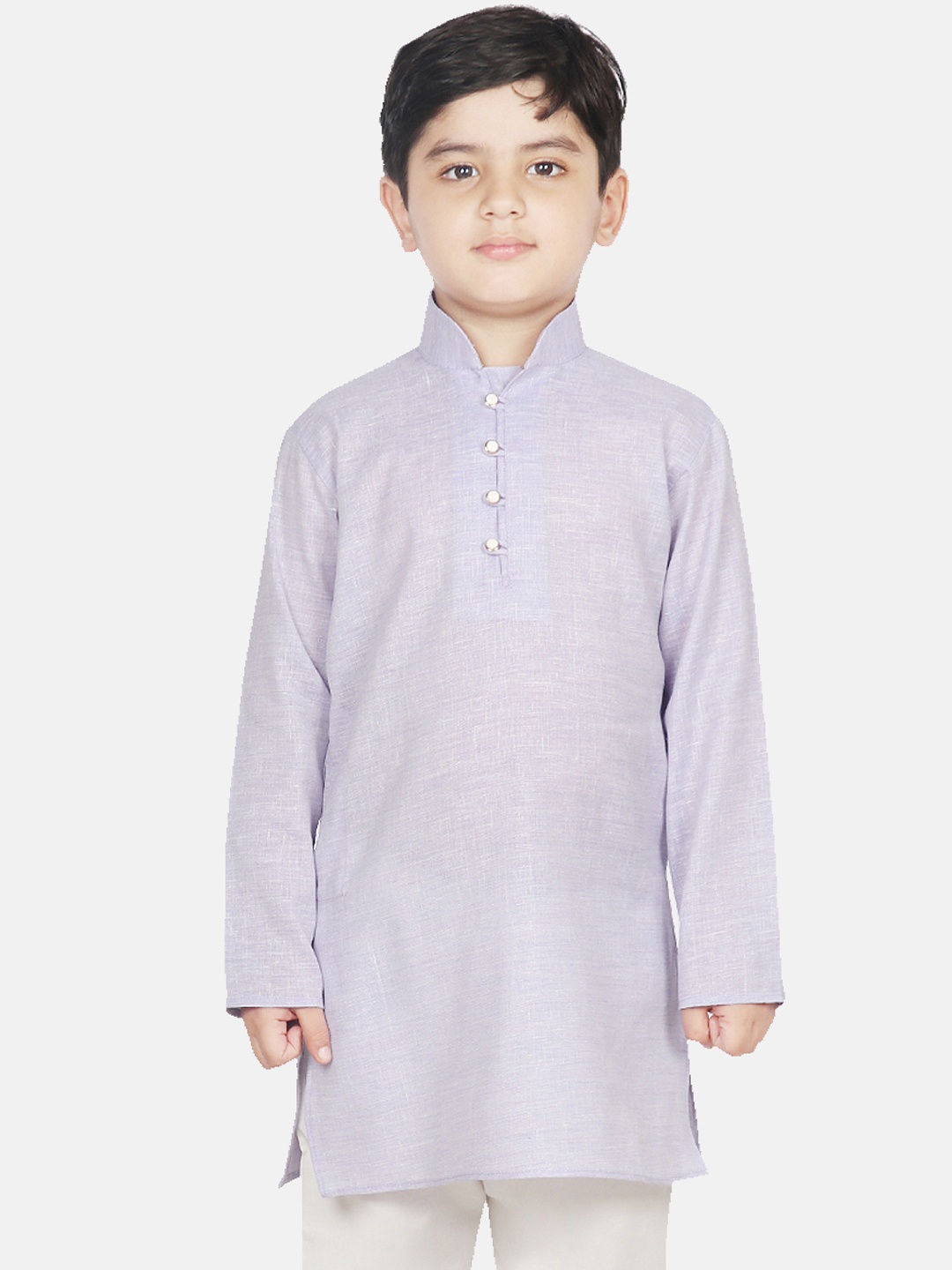 

SG YUVRAJ Boys Off-White & Purple Solid Straight Kurta