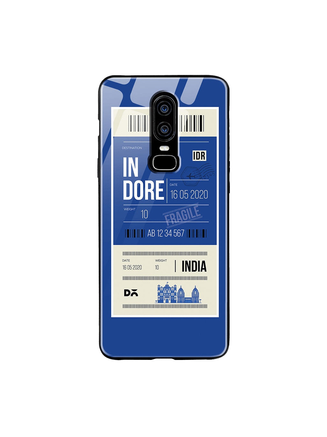 

DailyObjects Blue & White Indore City Tag OnePlus 6 Glass Case