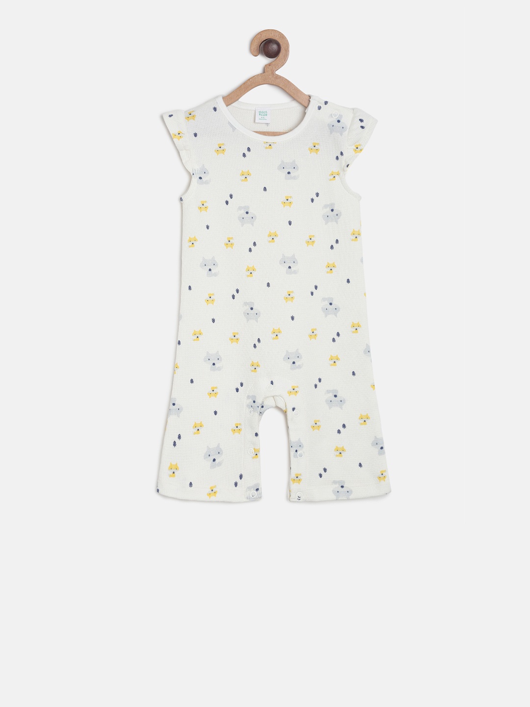 MINI KLUB Infant Girls White & Yellow Printed Rompers