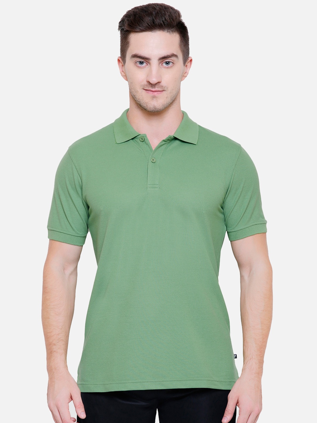 

PROTEENS Men Green Solid Polo Collar T-shirt