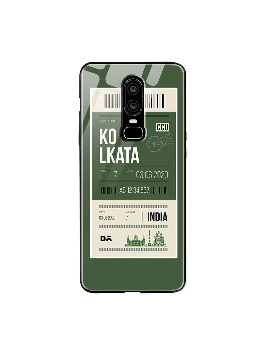 

DailyObjects Green & White Kolkata City Tag OnePlus 6 Glass Case