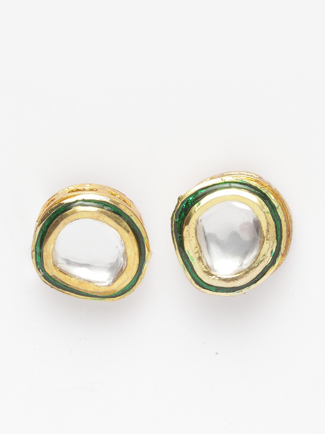 

DUGRISTYLE Sterling Silver Green & Gold-Plated Circular Studs
