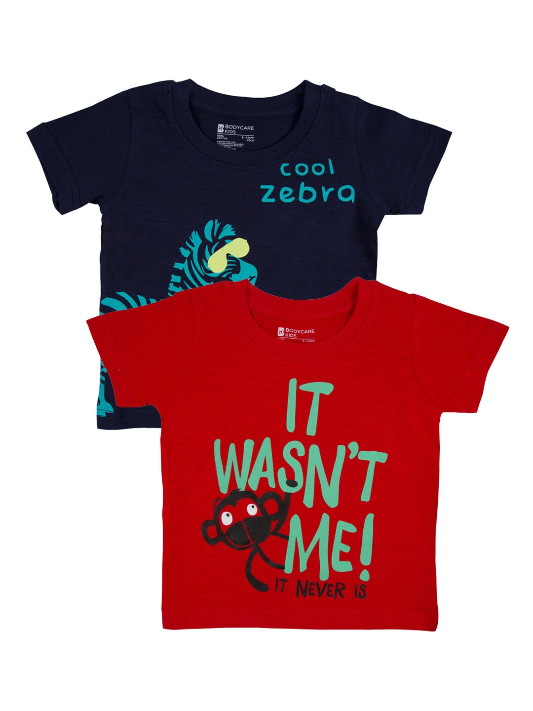 

Bodycare First Boys Pack of 2 Printed Round Neck T-shirts, Navy blue