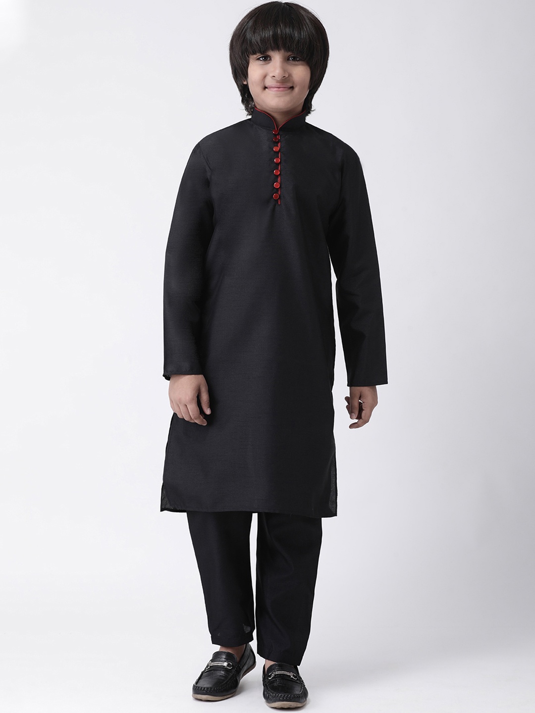 Hangup Boys Black Solid Kurta with Pyjamas