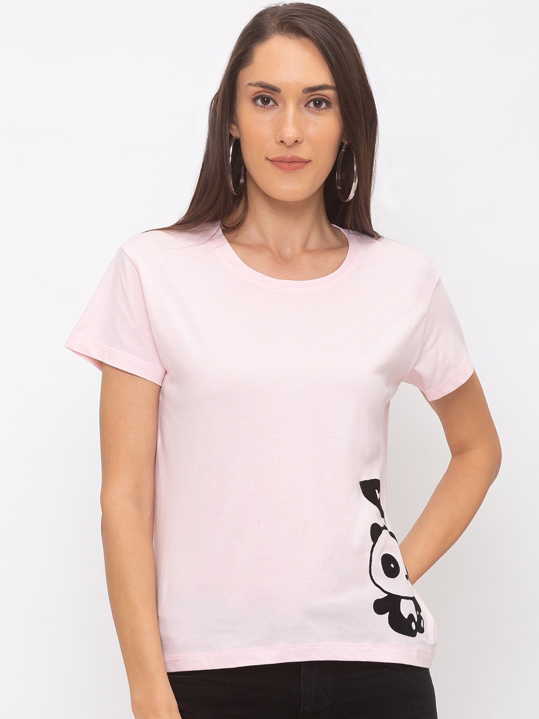 

Globus Women Pink Printed Round Neck T-shirt