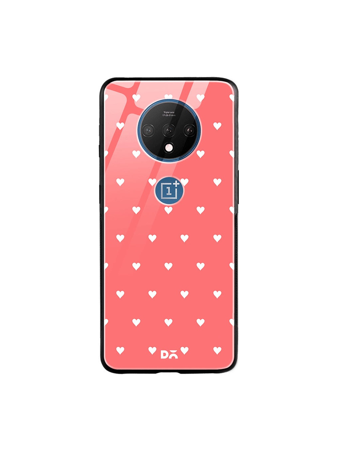 

DailyObjects Coral Red & White Blush Hearts OnePlus 7T Glass Cover