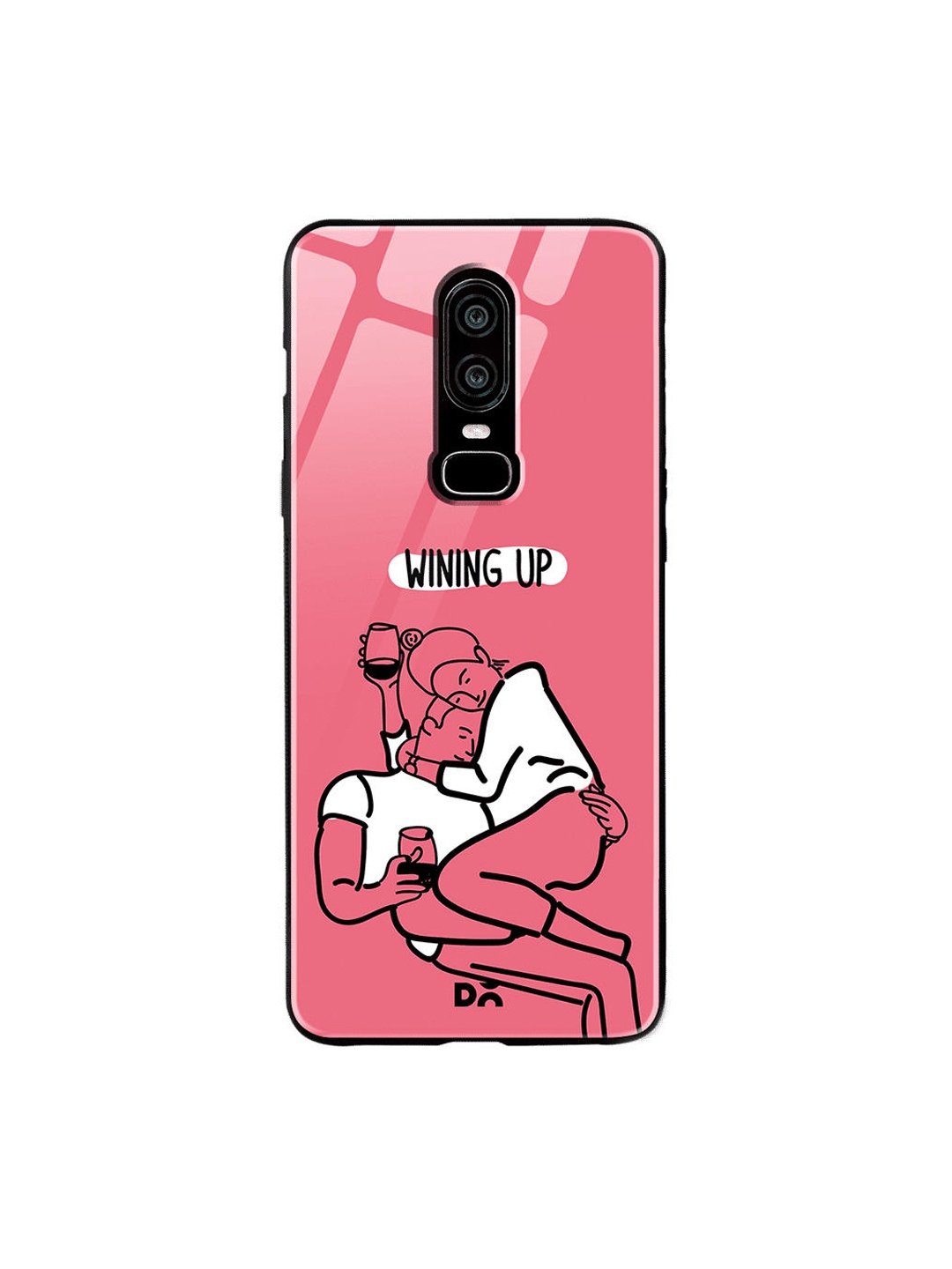 

DailyObjects Pink & White Wining Up OnePlus 6 Glass Case
