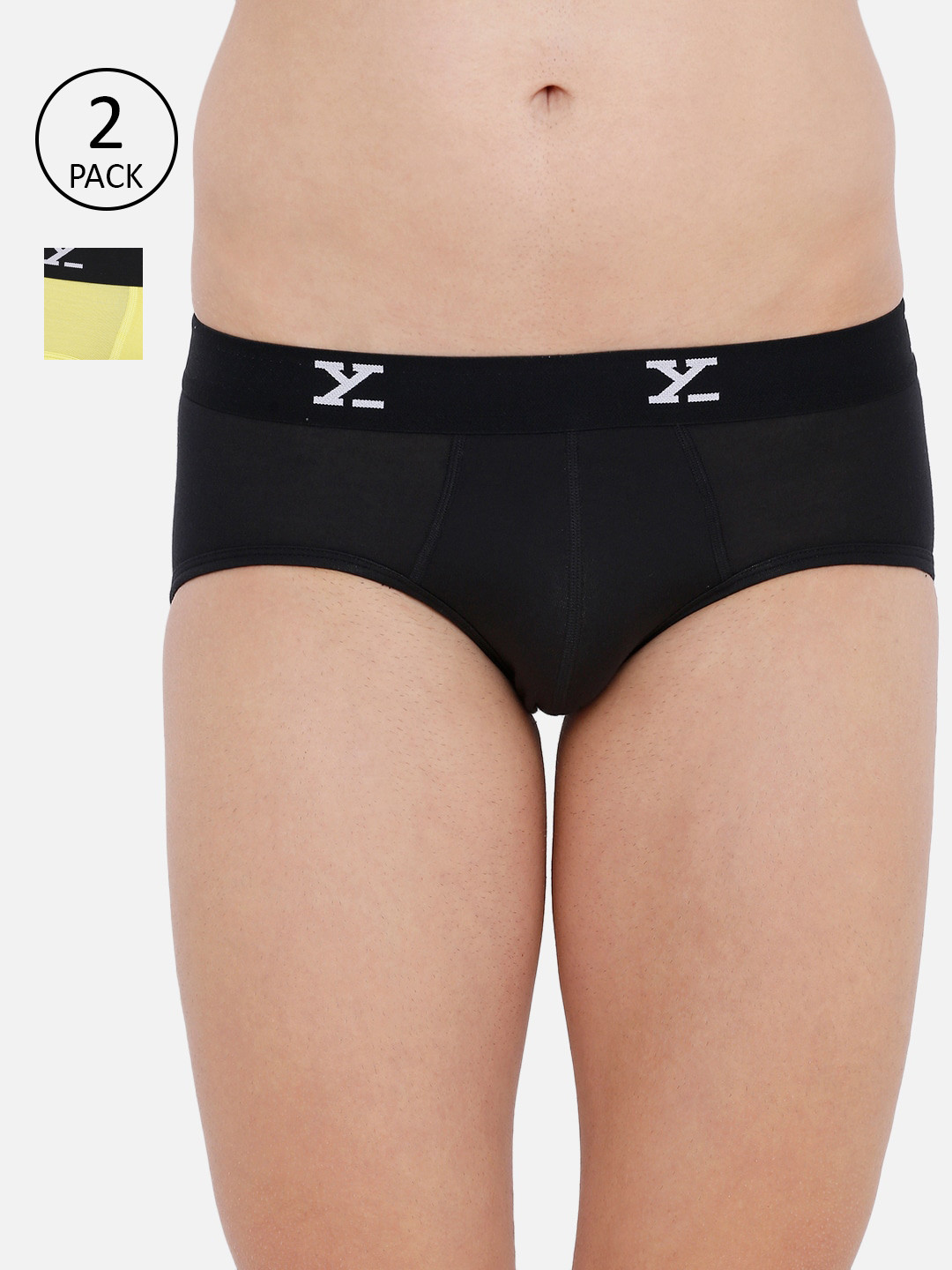 

XYXX Men Pack Of 2 Solid Ultra-Soft Antimicrobial Basic Briefs XYBRF2PCKN26, Black