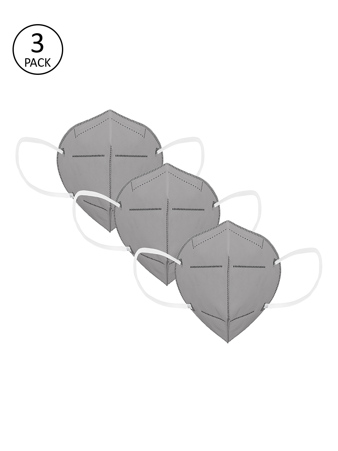 

Status Unisex 3 Pcs Grey 4-Ply Anti-Pollution N95 Masks