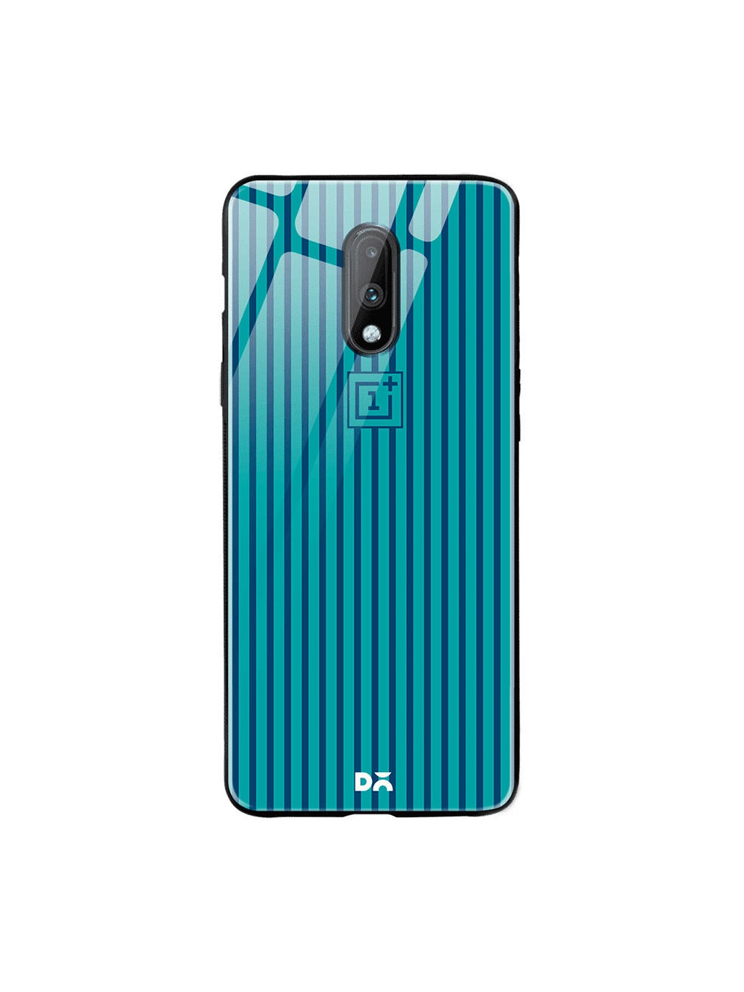 

DailyObjects Teal Blue Stripes OnePlus 7 Glass Case