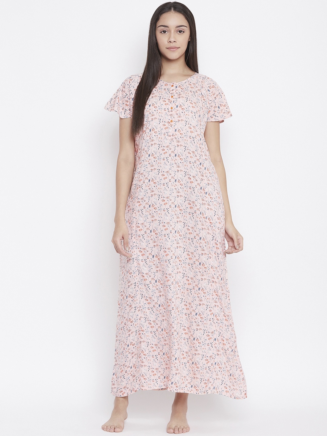 

The Kaftan Company Pink Floral Printed Nightdress