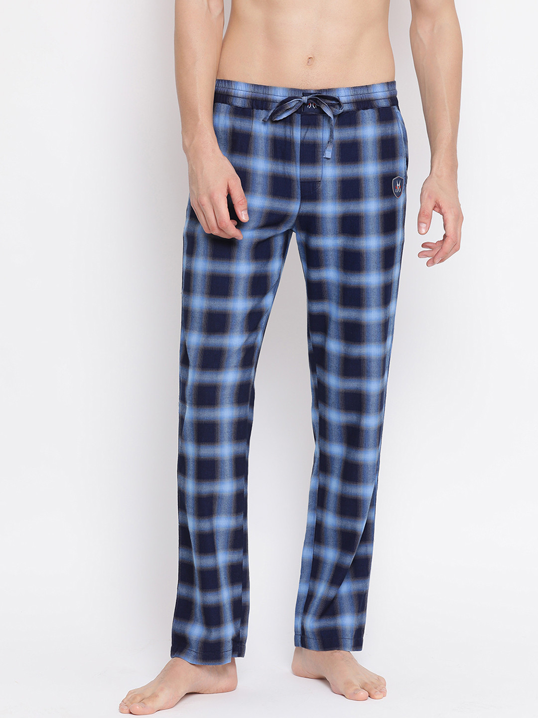 

Crimsoune Club Men Navy Blue Checked Lounge Pants