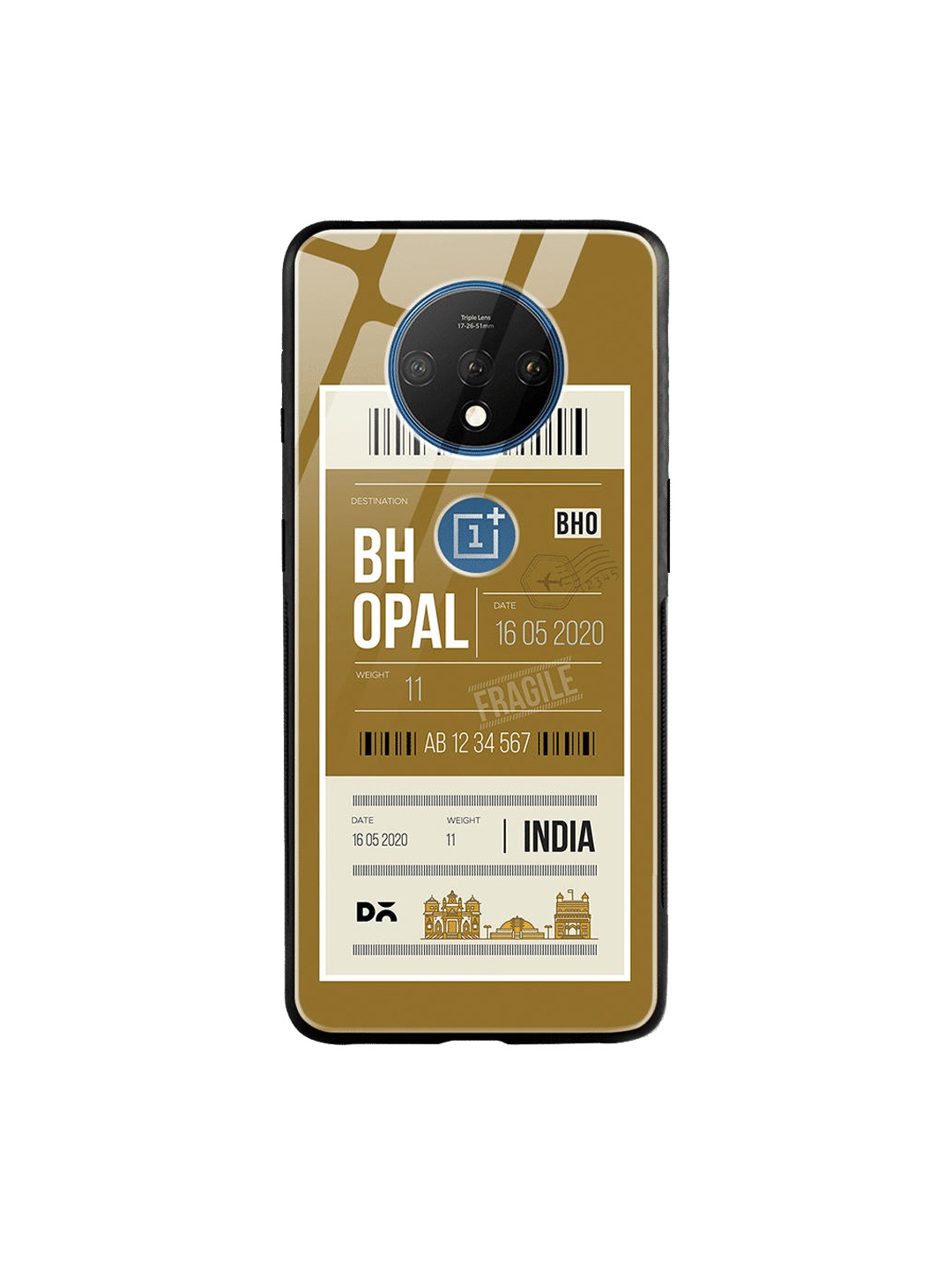 

DailyObjects Brown & Black Bhopal City Tag OnePlus 7T Glass Cover