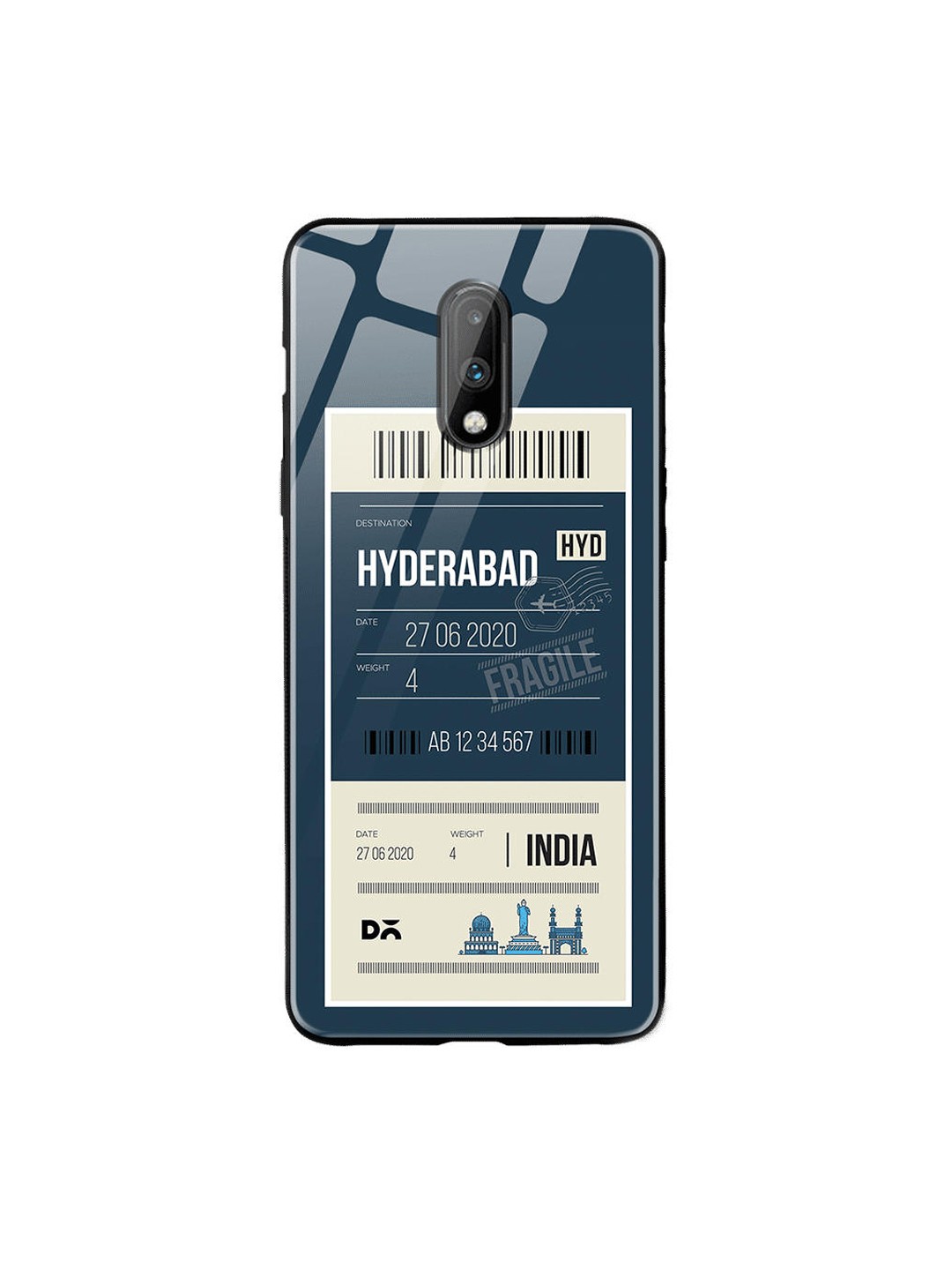 

DailyObjects Blue & White Hyderabad City Tag OnePlus 7 Glass Case