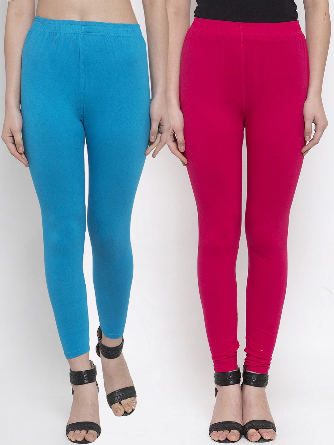 

TAG 7 Women Pack Of 2 Solid Leggings, Blue