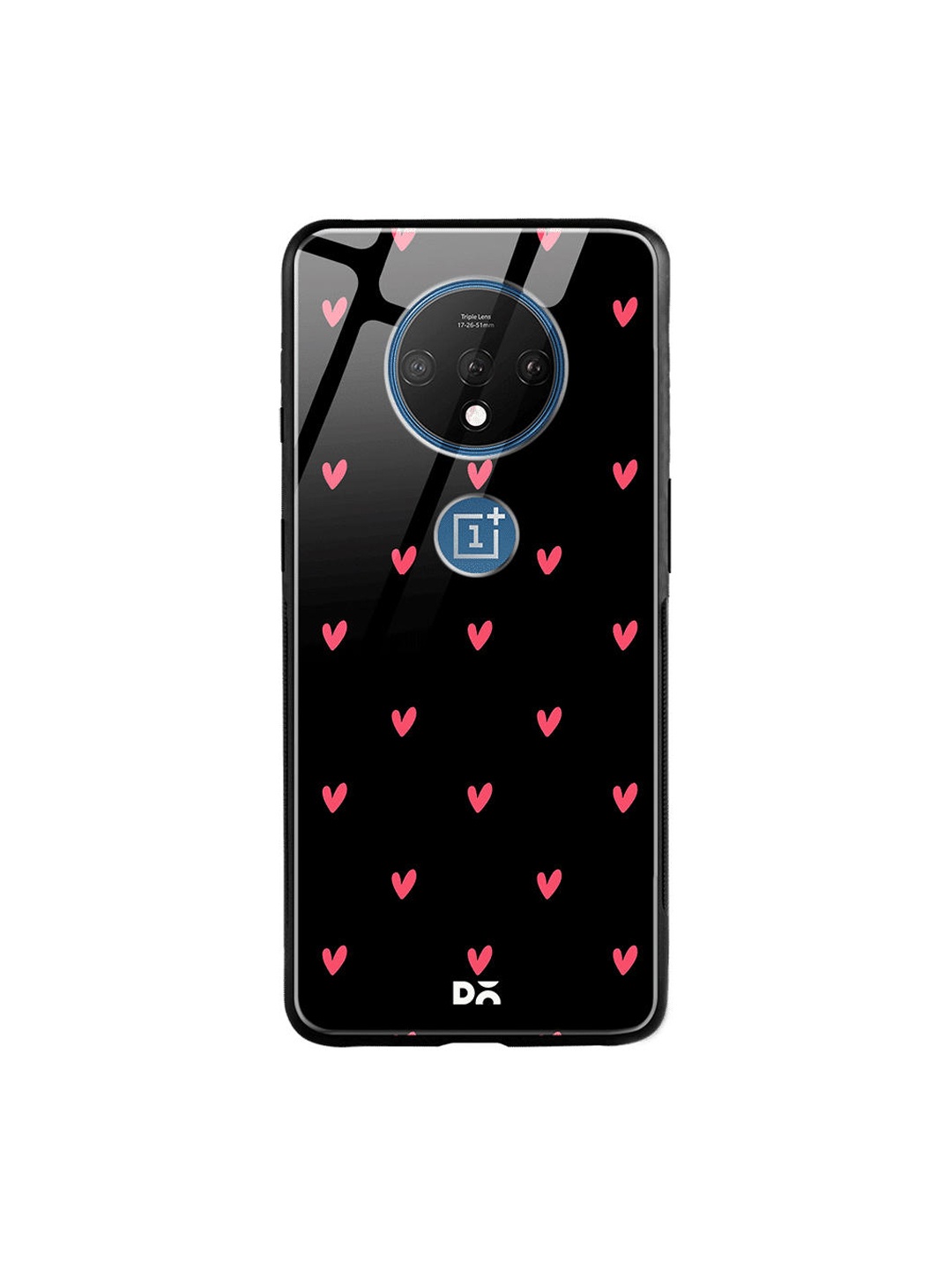 

DailyObjects Black & Pink Bundle Heart OnePlus 7T Glass Case