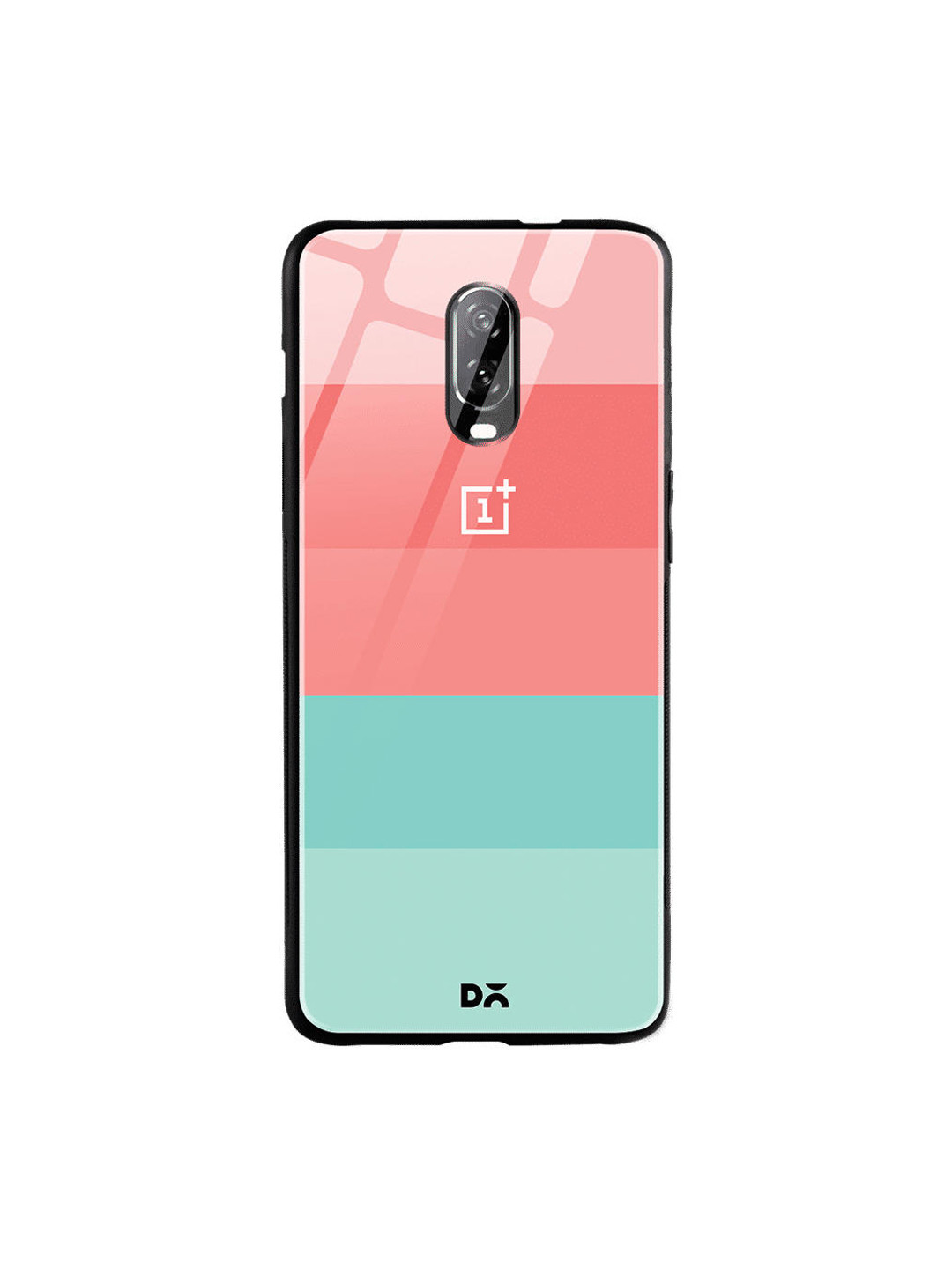 

DailyObjects Coral-Coloured & Turquoise Blue Colourblocked OnePlus 6T Glass Case