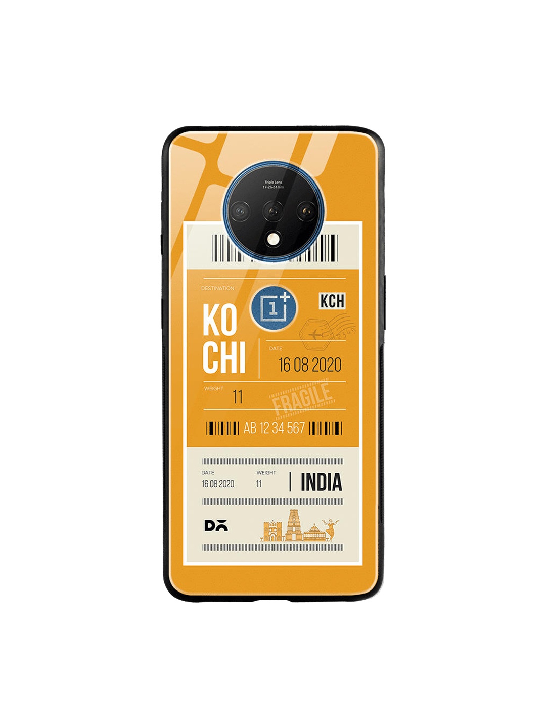 

DailyObjects Yellow & White Kochi City Tag OnePlus 7T Glass Cover