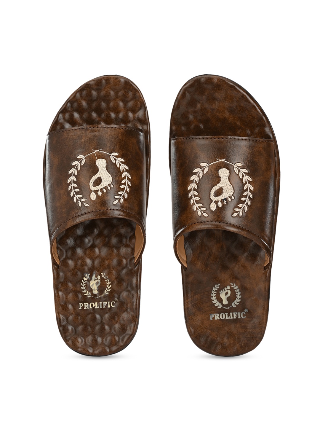 

Prolific Men Brown Self Design Sliders