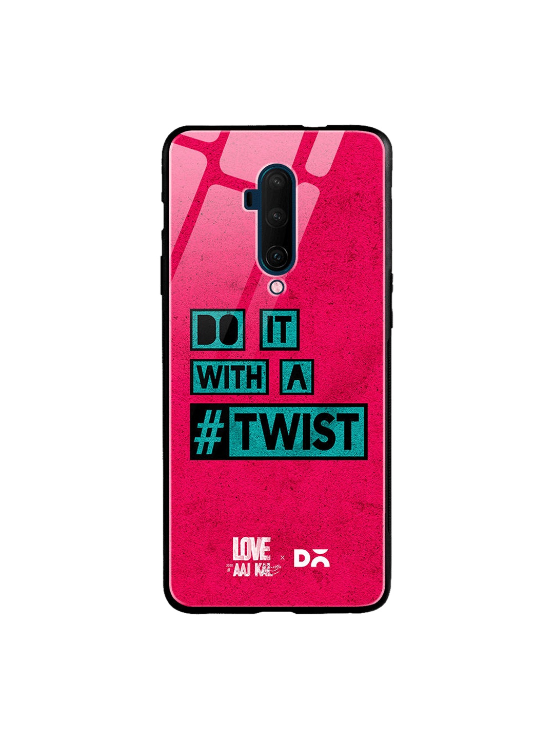 

DailyObjects Pink & Black Love Twist OnePlus 7T Pro Glass Case