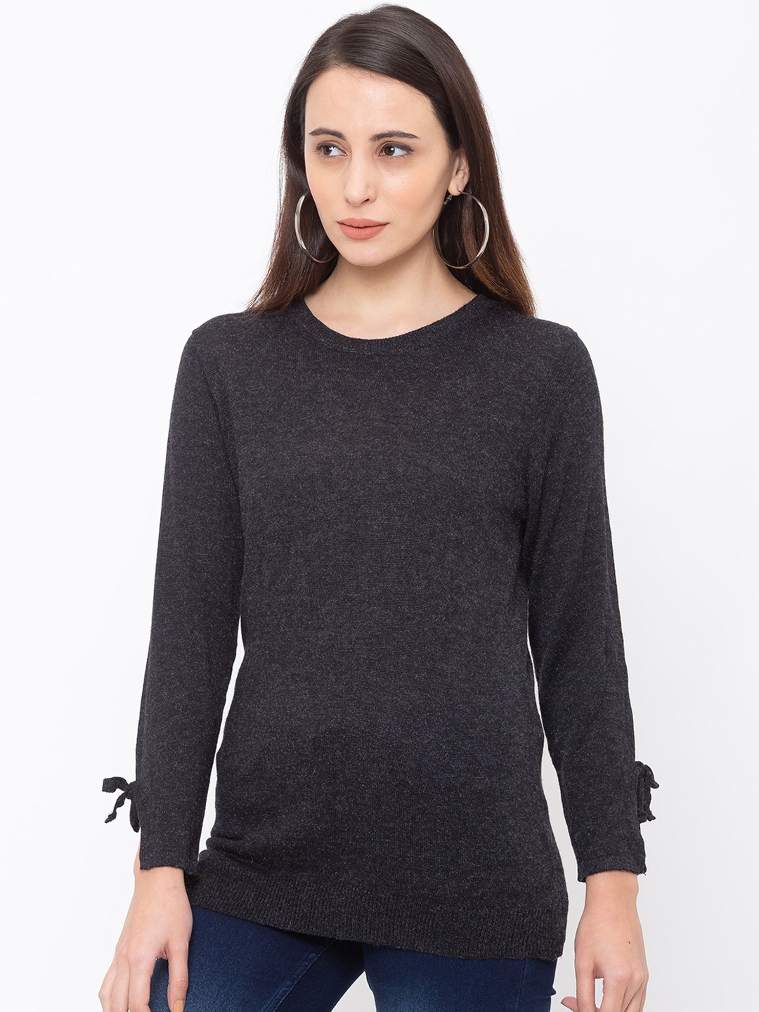 

Globus Women Black Self Design Pure Cotton Top