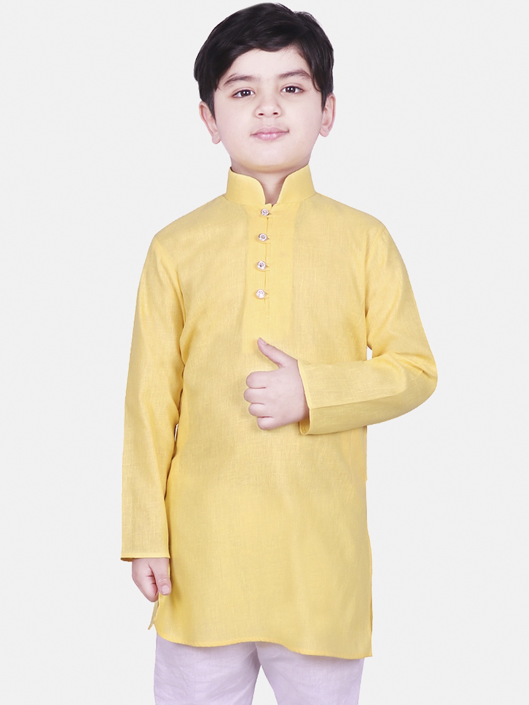 

SG YUVRAJ Boys Yellow Solid Straight Kurta