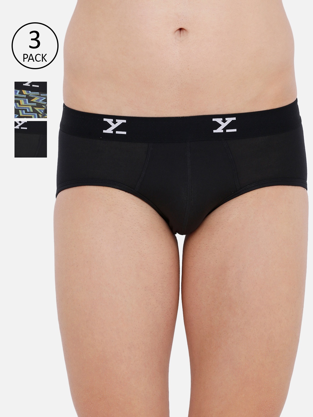 

XYXX Pack Of 3 Low Rise Ultra-Soft Antimicrobial Basic Briefs XYBRF3PCKN74, Black