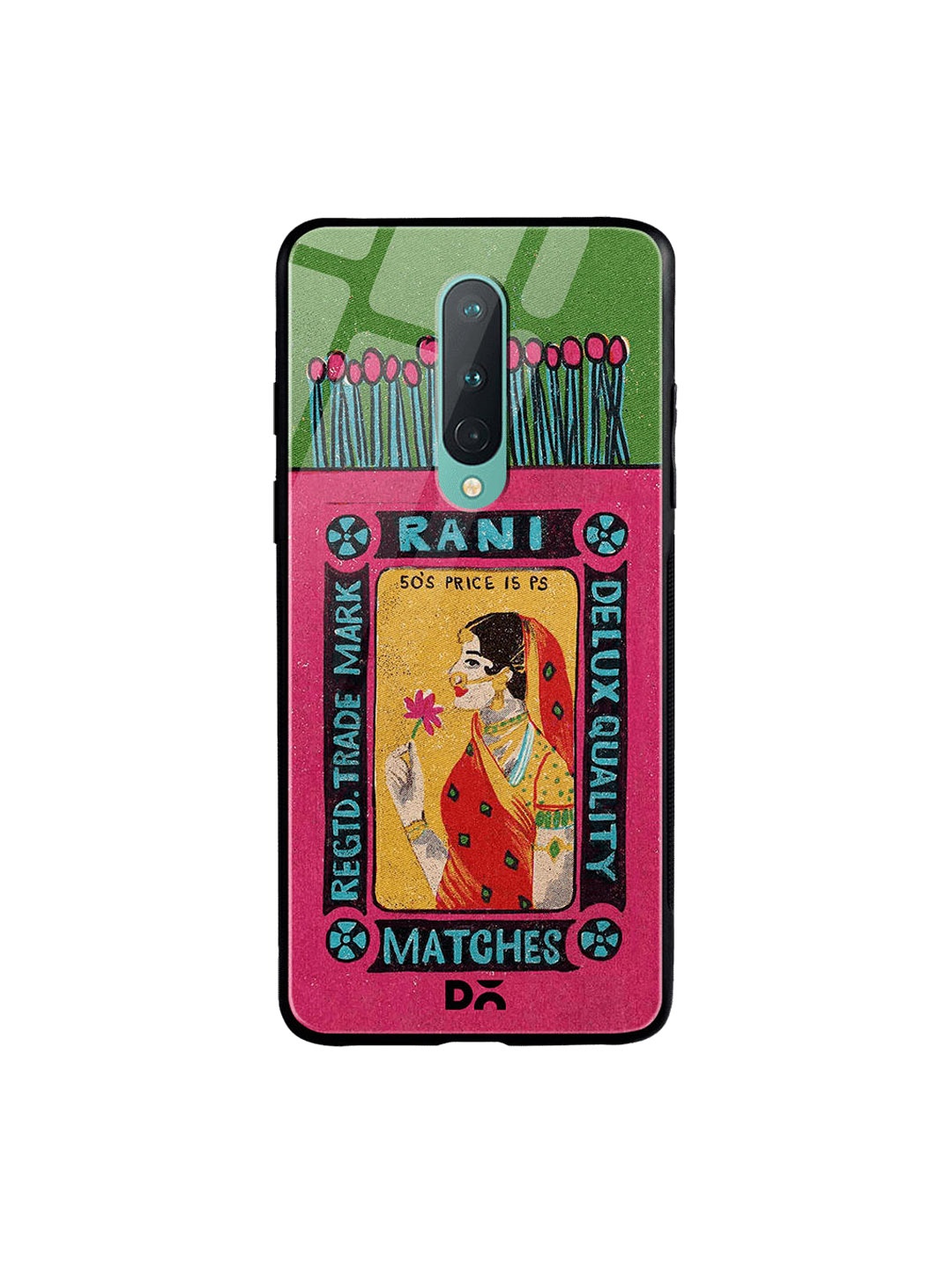 

DailyObjects Green & Pink Rani Matchbox OnePlus 8 Glass Case