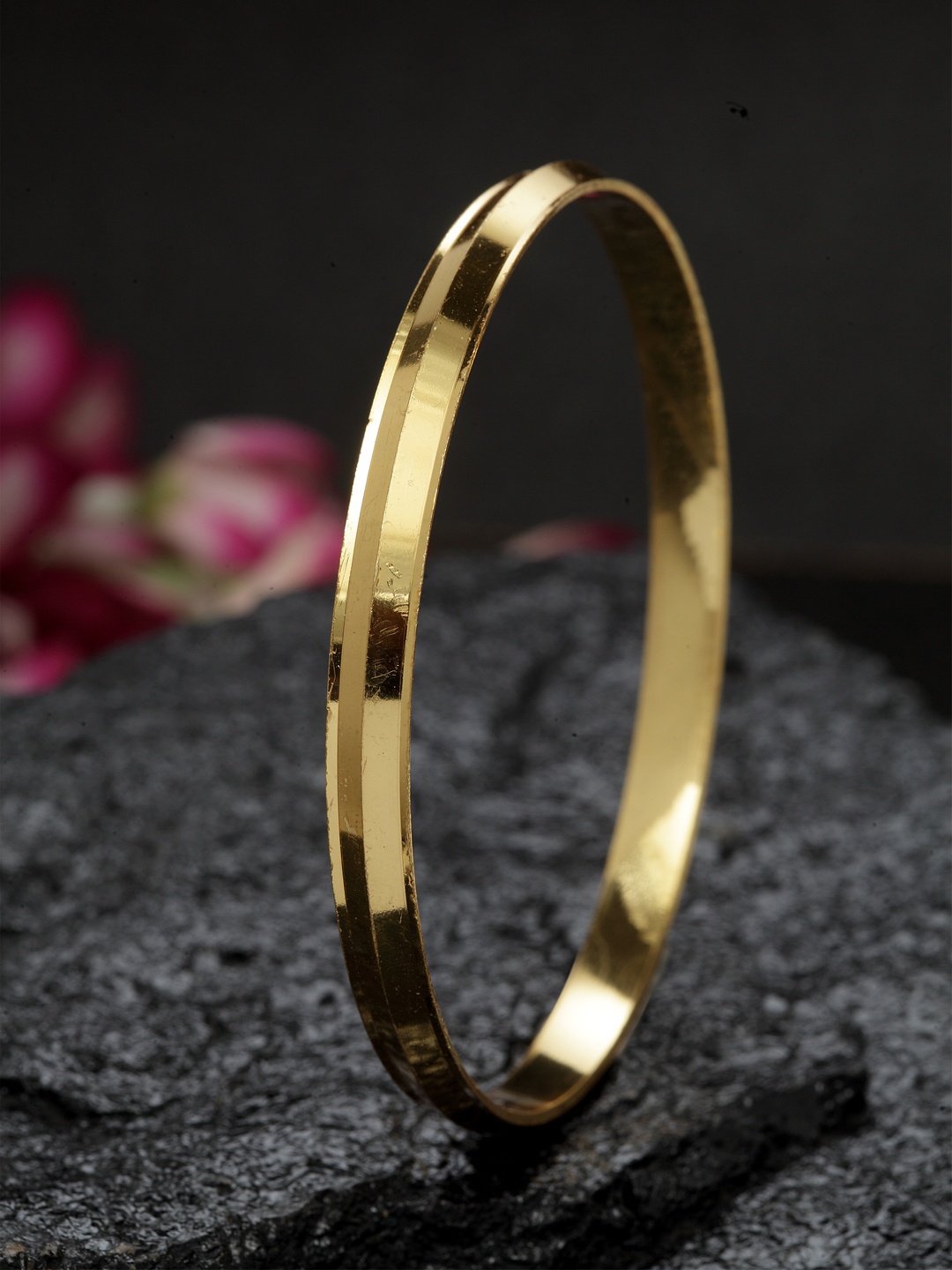

DUGRISTYLE Men Gold-Plated Sterling Silver Kada Bracelet