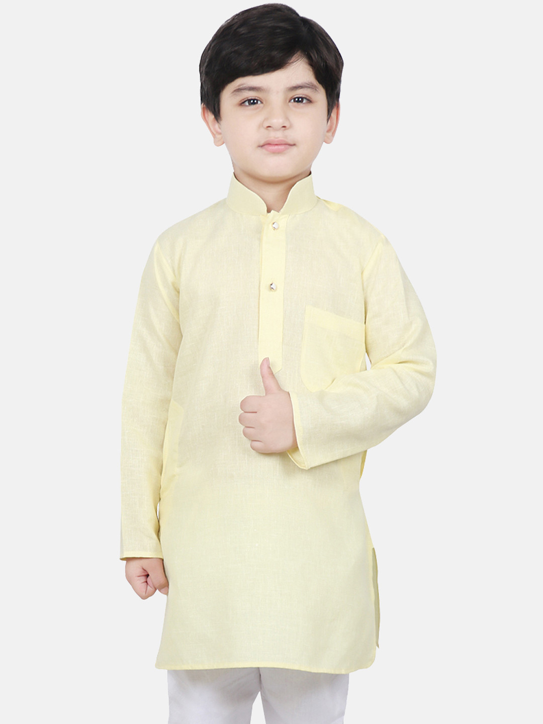 

SG YUVRAJ Boys Yellow Solid Straight Kurta