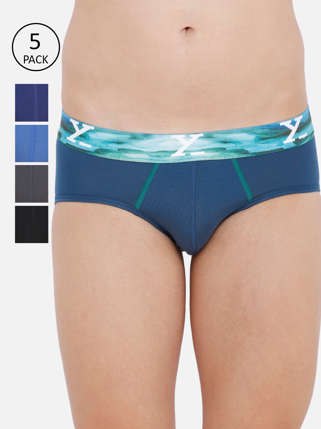 

XYXX Men Pack Of 5 Ultra-Soft Antimicrobial Basic Briefs XYBRF5PCKN37XXL, Blue