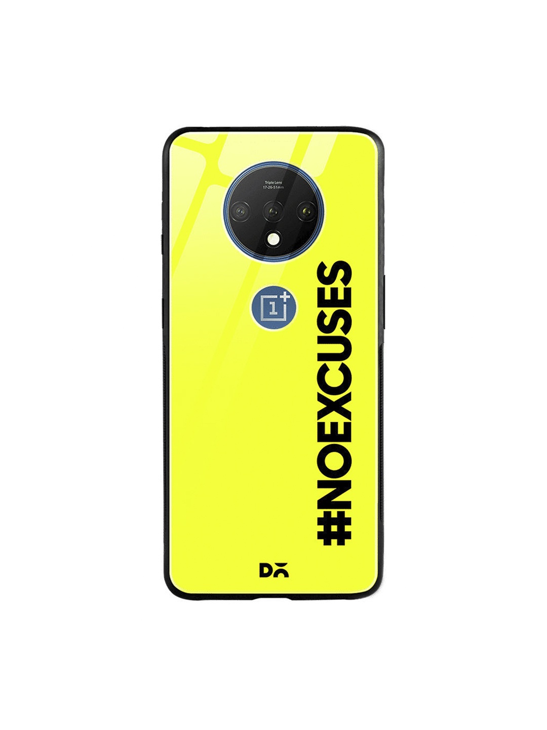 

DailyObjects Lemon Yellow & Black No Excuses OnePlus 7T Glass Case