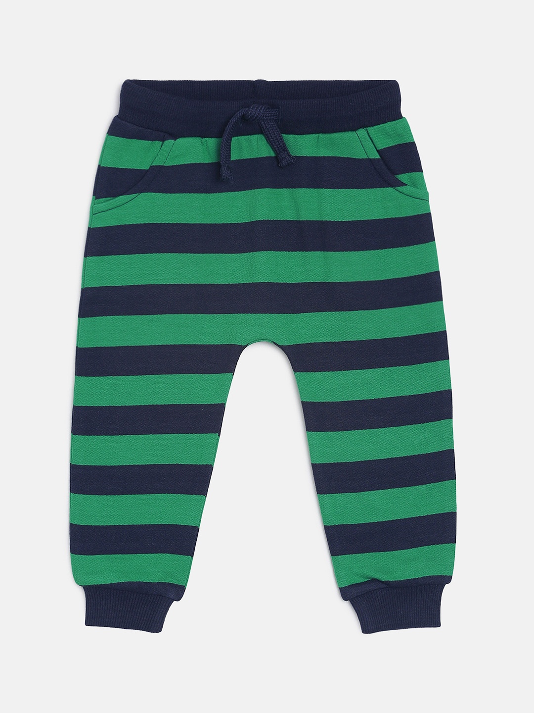 

MINI KLUB Infant Boys Green & Black Striped Knitted Joggers