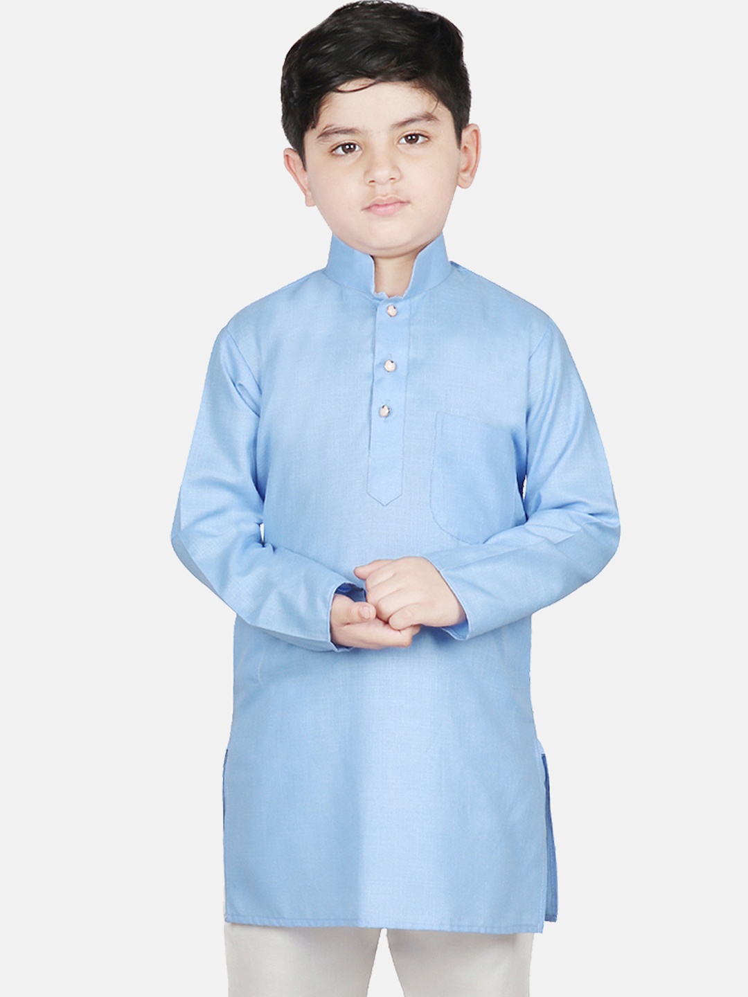 

SG YUVRAJ Boys Turquoise Blue Solid Straight Kurta