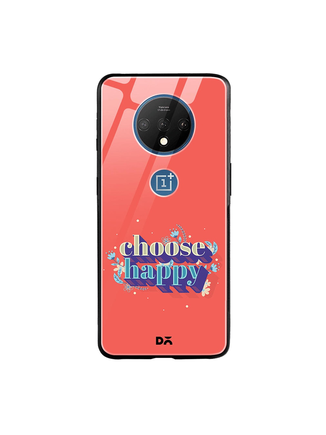 

DailyObjects Black & Grey Choose Happy OnePlus 7T Glass Case, Red
