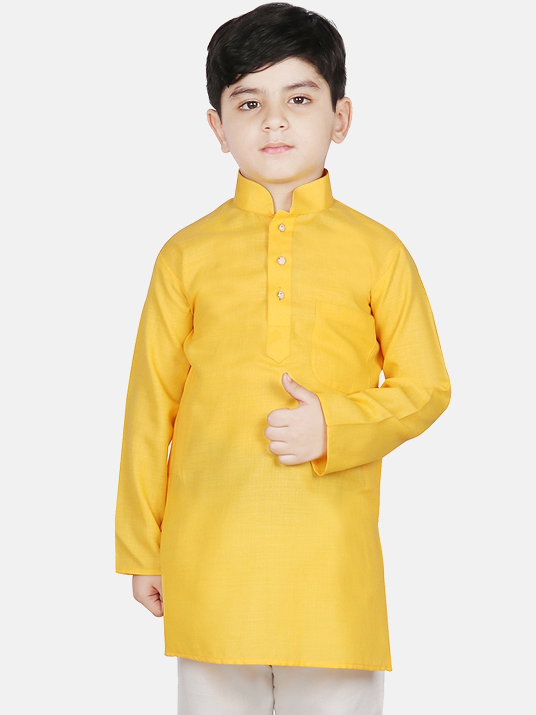 

SG YUVRAJ Boys Yellow Solid Straight Kurta