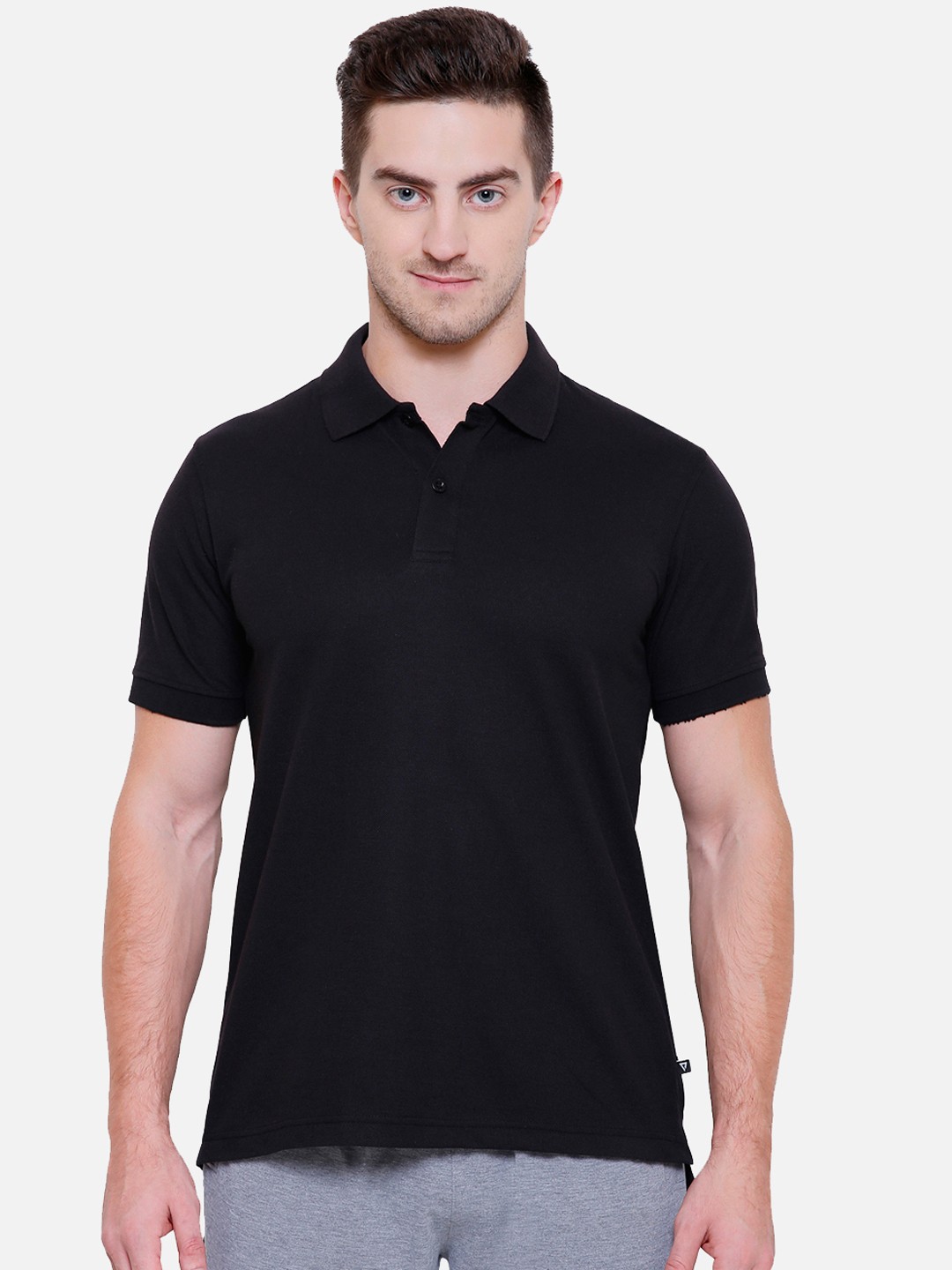 

PROTEENS Men Black Solid Polo Collar T-shirt