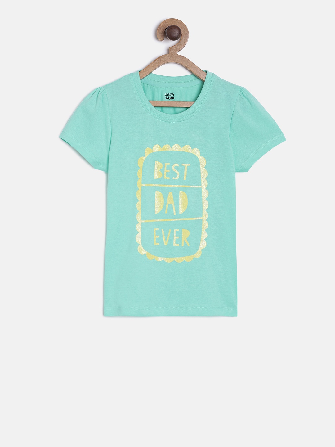 MINI KLUB Girls Green Printed Pure Cotton Top