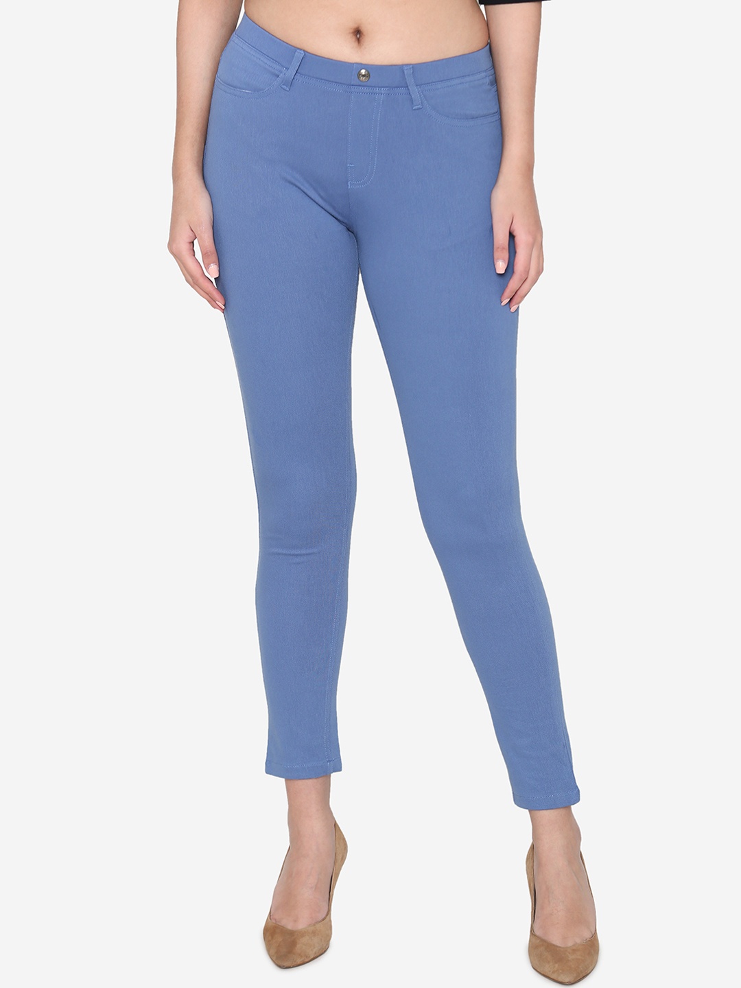 

Vami Women Blue Solid Streachable Jeggings