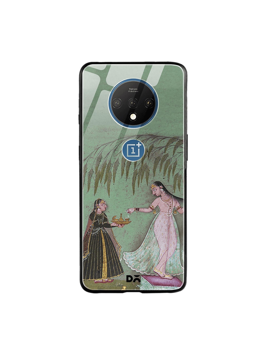 DailyObjects Green & Pink Maids With Offerings OnePlus 7T Glass Case