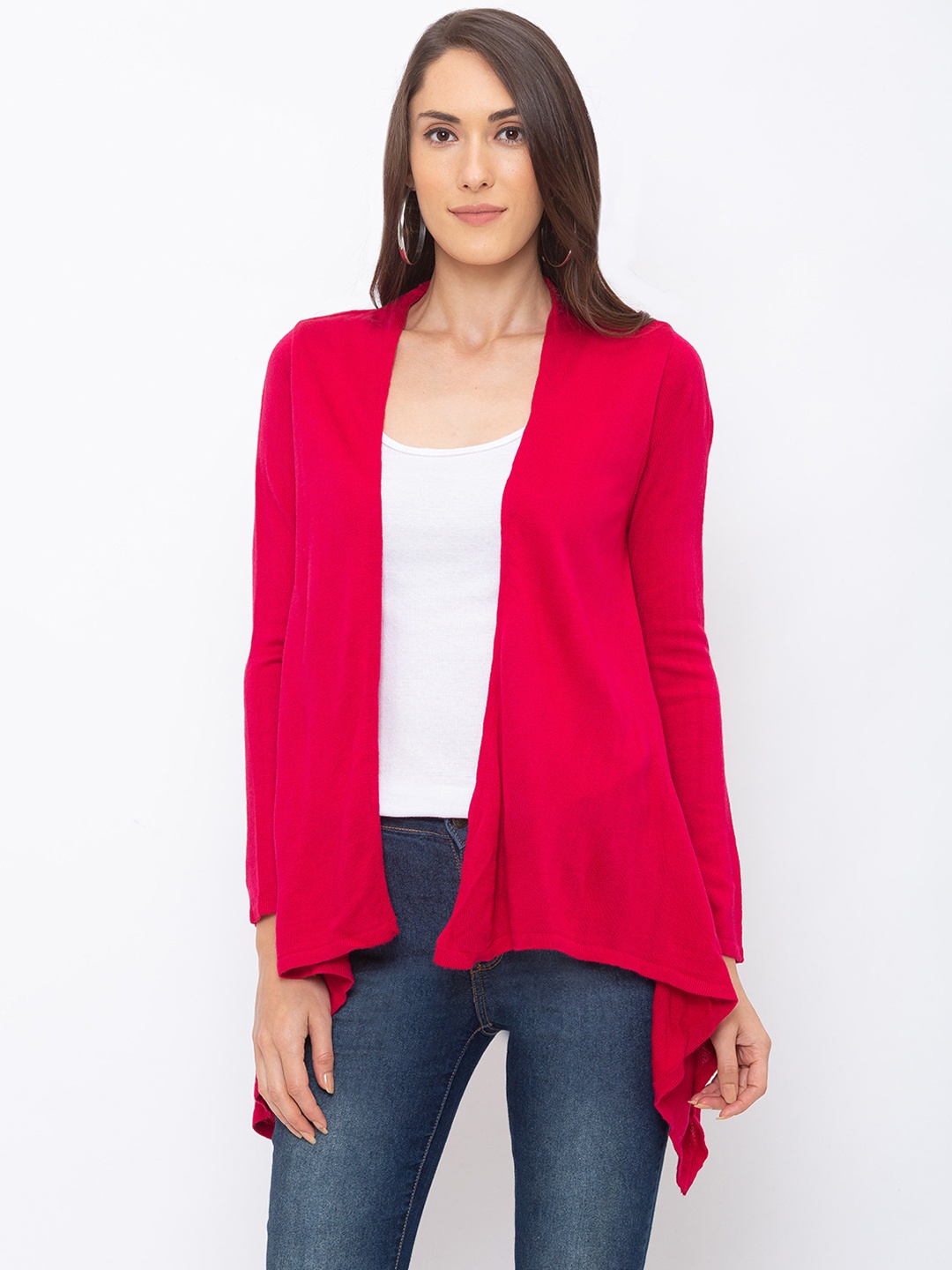 

Globus Women Pink Solid Open Front Shrug